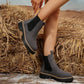 Women's Solid Elastic Low Heel Ankle Boots