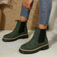 Women's Solid Elastic Low Heel Ankle Boots