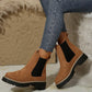 Women's Solid Elastic Low Heel Ankle Boots