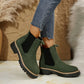 Women's Solid Elastic Low Heel Ankle Boots