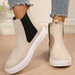 Women's Solid Elastic Low Heel Ankle Boots