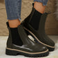 Women's Solid Elastic Low Heel Ankle Boots