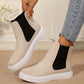Women's Solid Elastic Low Heel Ankle Boots