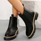 Women's Solid Elastic Low Heel Ankle Boots