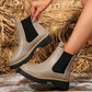 Women's Solid Elastic Low Heel Ankle Boots