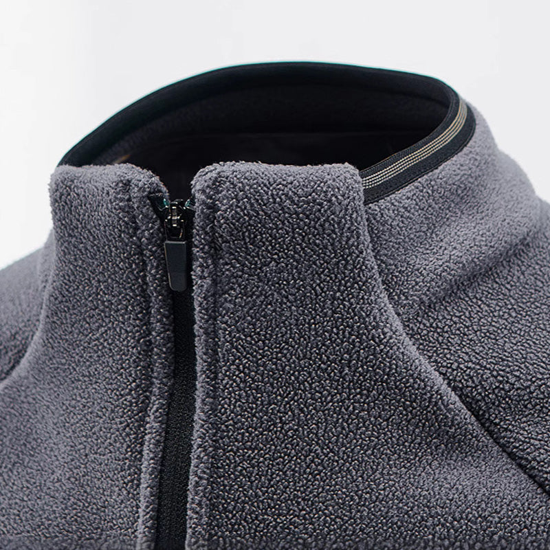 Warmes einfarbiges Langarm-Sweatshirt für Herren mit Troyerkragen