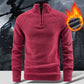 Warmes einfarbiges Langarm-Sweatshirt für Herren mit Troyerkragen