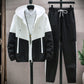 Bequeme Color-Block-Kapuzenjacke und Kordelzughose für Herren