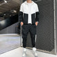 Bequeme Color-Block-Kapuzenjacke und Kordelzughose für Herren
