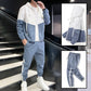 Bequeme Color-Block-Kapuzenjacke und Kordelzughose für Herren
