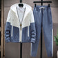 Bequeme Color-Block-Kapuzenjacke und Kordelzughose für Herren
