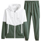 Bequeme Color-Block-Kapuzenjacke und Kordelzughose für Herren