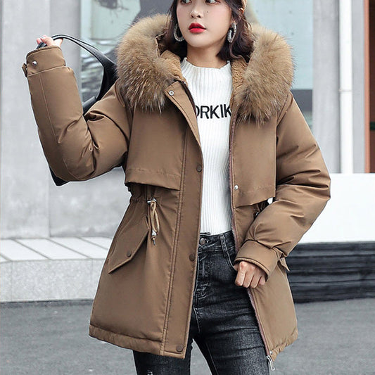 Bestes Geschenk - Damen-Wintermantel mit lockerer Kapuze und dickem synthetischem Fleece