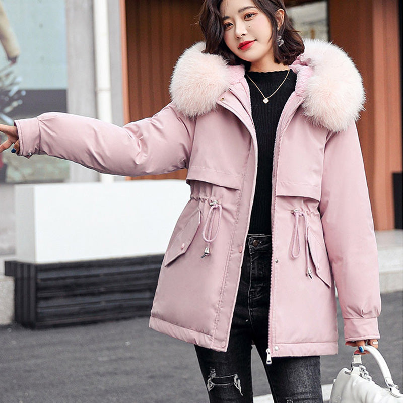 Bestes Geschenk - Damen-Wintermantel mit lockerer Kapuze und dickem synthetischem Fleece