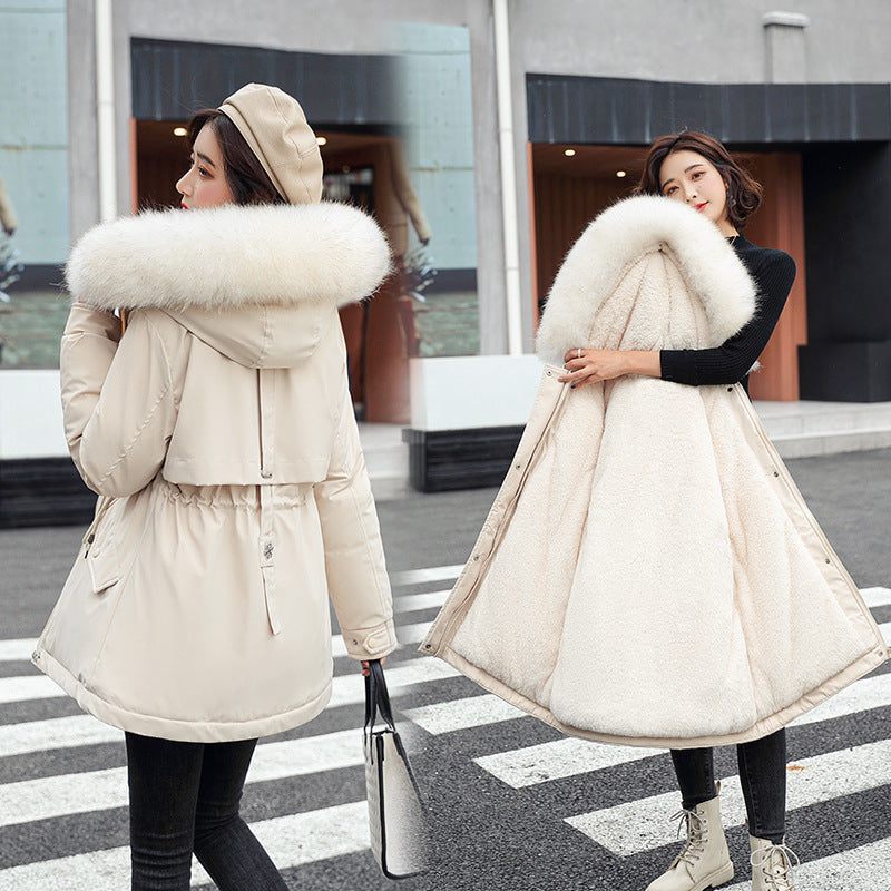 Bestes Geschenk - Damen-Wintermantel mit lockerer Kapuze und dickem synthetischem Fleece