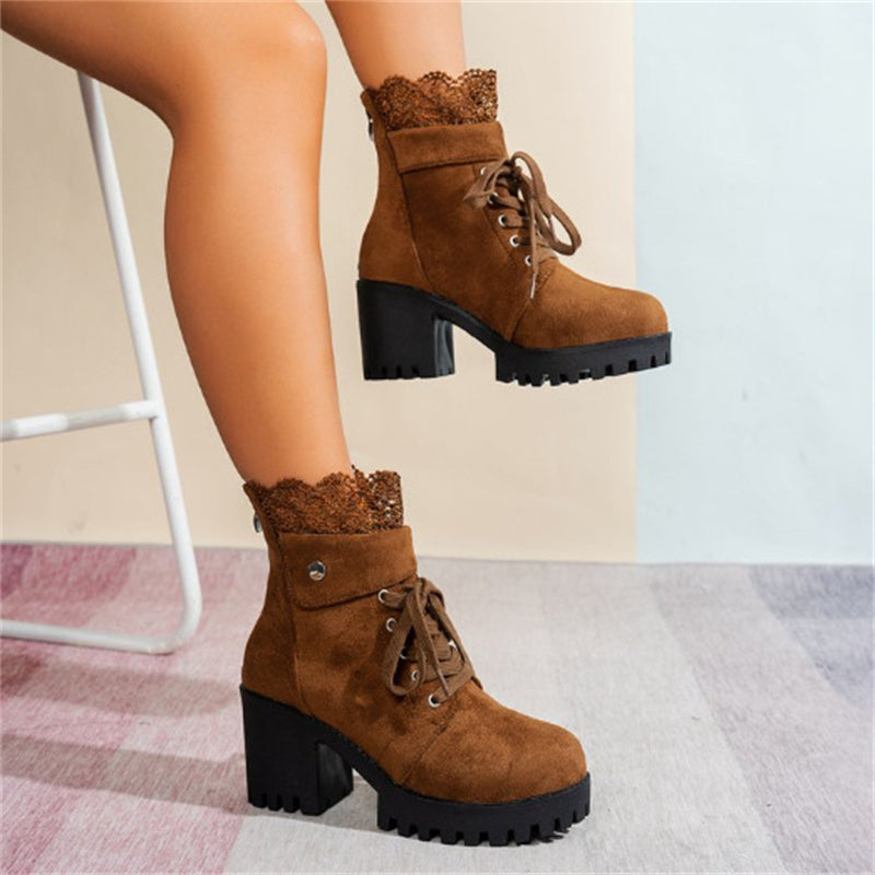 🔥Black-Friday-Mega-Angebot – 50 % Rabatt!🔥Damen-Stiefeletten mit dickem Absatz und Spitze