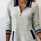 Lässiges Mini-Sweatshirtkleid mit halbem Reißverschluss für Damen