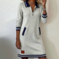 Lässiges Mini-Sweatshirtkleid mit halbem Reißverschluss für Damen