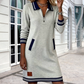 Lässiges Mini-Sweatshirtkleid mit halbem Reißverschluss für Damen