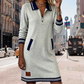 Lässiges Mini-Sweatshirtkleid mit halbem Reißverschluss für Damen