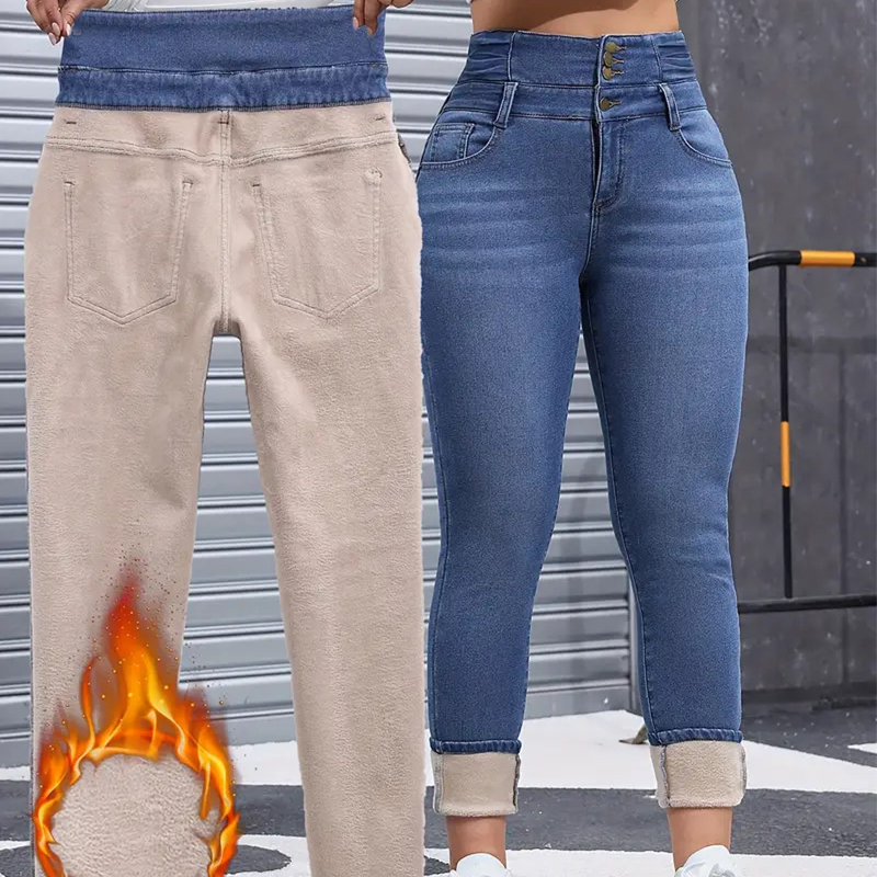 🔥Beliebtes Produkt ！✨Modische, warme Damen-Jeans im lässigen Stil