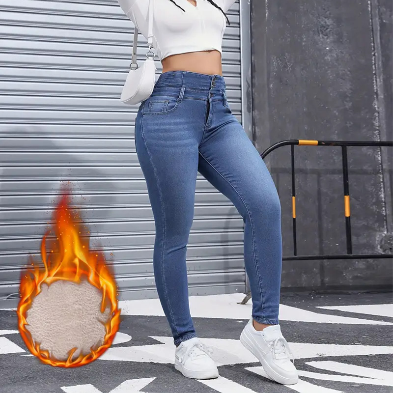 🔥Beliebtes Produkt ！✨Modische, warme Damen-Jeans im lässigen Stil