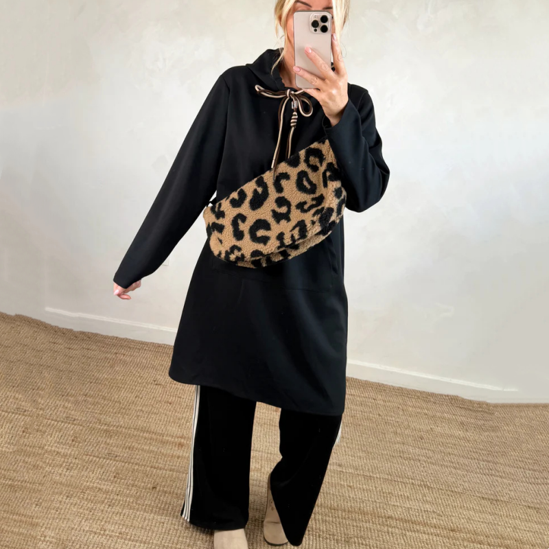 Übergroßes langes Kapuzenkleid für Damen mit Taschen