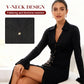 💖AKTION ZUM LETZTEN TAG – 50 % RABATT 💖 Herbstkleid mit V-Ausschnitt und Knopfleiste für Damen