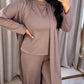 ⏳Nur für kurze Zeit 50 % Rabatt⏰3-teiliges Freizeit-Outfit für Damen (lange Strickjacke, Oberteil und Hose)👚👖