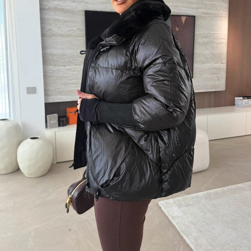 📢📢50 % RABATT !!!🔥Stylische Damen-Pufferjacke mit Kunstfell-Kragen
