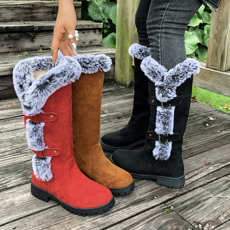 📢📢50%Rabatt!!!🎉✨Damen Schneestiefel in mittlerer Wadenhöhe mit dicker Kunstplüsch-Fütterung