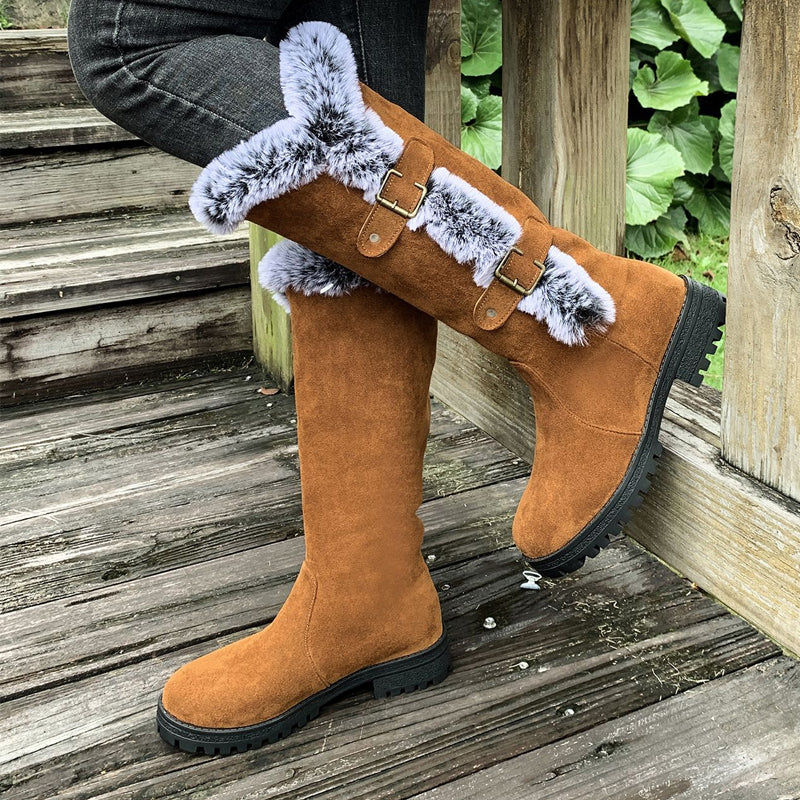 📢📢50%Rabatt!!!🎉✨Damen Schneestiefel in mittlerer Wadenhöhe mit dicker Kunstplüsch-Fütterung