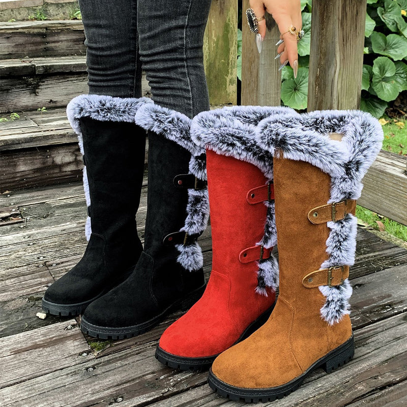 📢📢50%Rabatt!!!🎉✨Damen Schneestiefel in mittlerer Wadenhöhe mit dicker Kunstplüsch-Fütterung