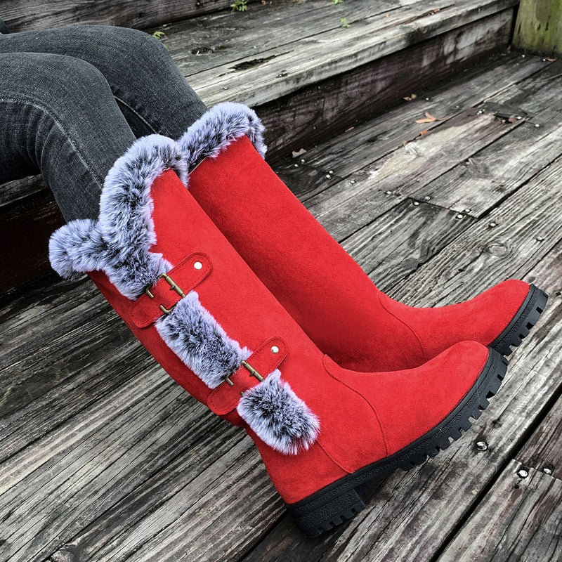 📢📢50%Rabatt!!!🎉✨Damen Schneestiefel in mittlerer Wadenhöhe mit dicker Kunstplüsch-Fütterung