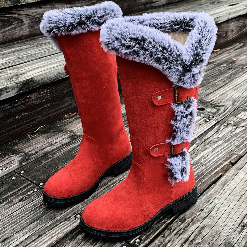 📢📢50%Rabatt!!!🎉✨Damen Schneestiefel in mittlerer Wadenhöhe mit dicker Kunstplüsch-Fütterung