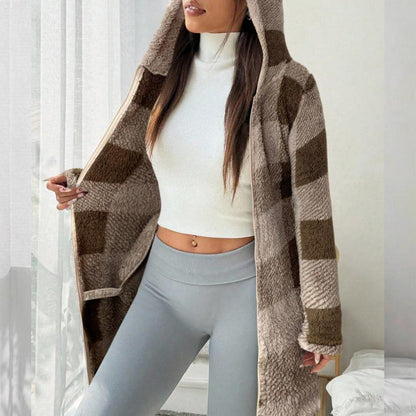 📢📢50%Rabatt!!!🍂🧥Karierte Kapuzenjacke für Damen mit Reißverschluss✈Versandkostenfrei