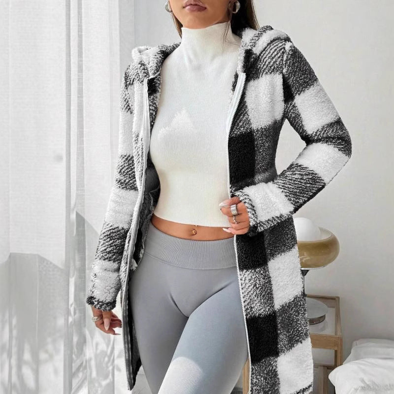📢📢50%Rabatt!!!🍂🧥Karierte Kapuzenjacke für Damen mit Reißverschluss✈Versandkostenfrei