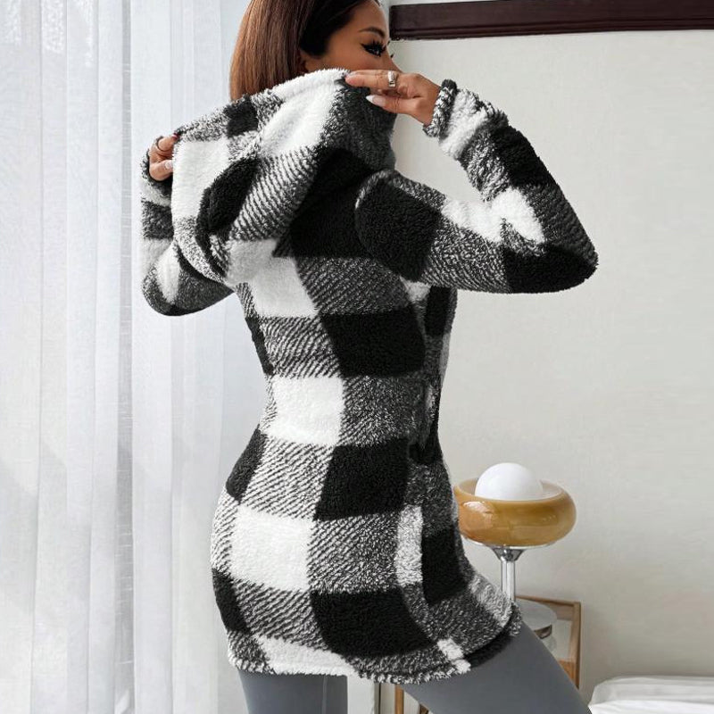 📢📢50%Rabatt!!!🍂🧥Karierte Kapuzenjacke für Damen mit Reißverschluss✈Versandkostenfrei