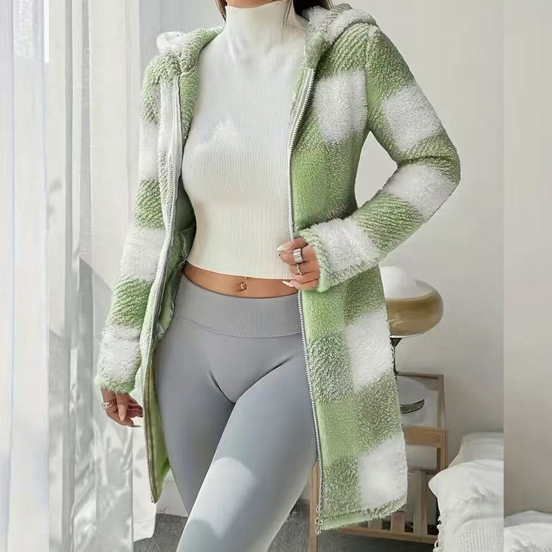 📢📢50%Rabatt!!!🍂🧥Karierte Kapuzenjacke für Damen mit Reißverschluss✈Versandkostenfrei