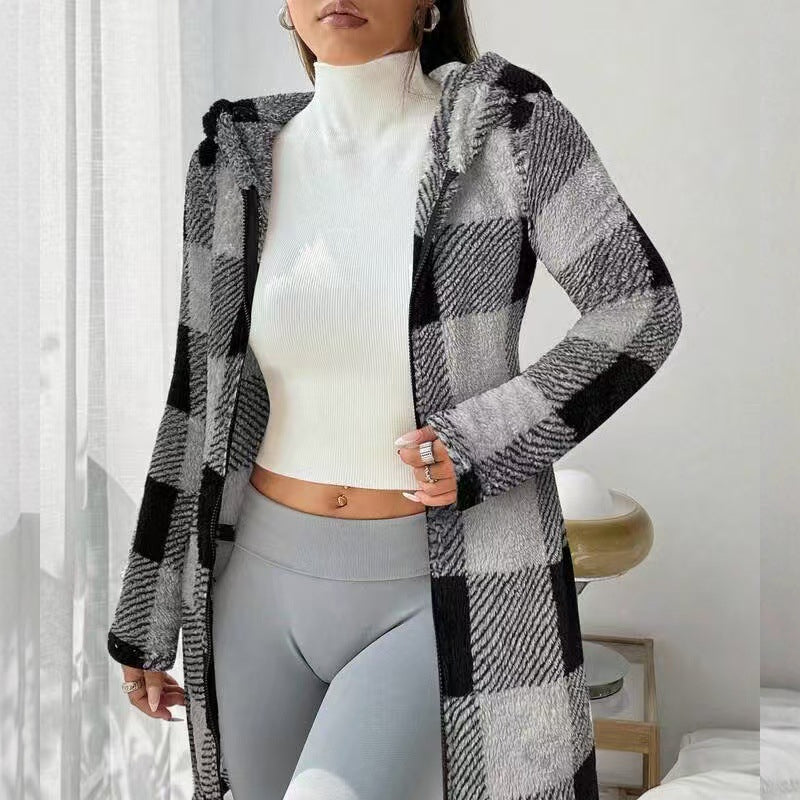 📢📢50%Rabatt!!!🍂🧥Karierte Kapuzenjacke für Damen mit Reißverschluss✈Versandkostenfrei