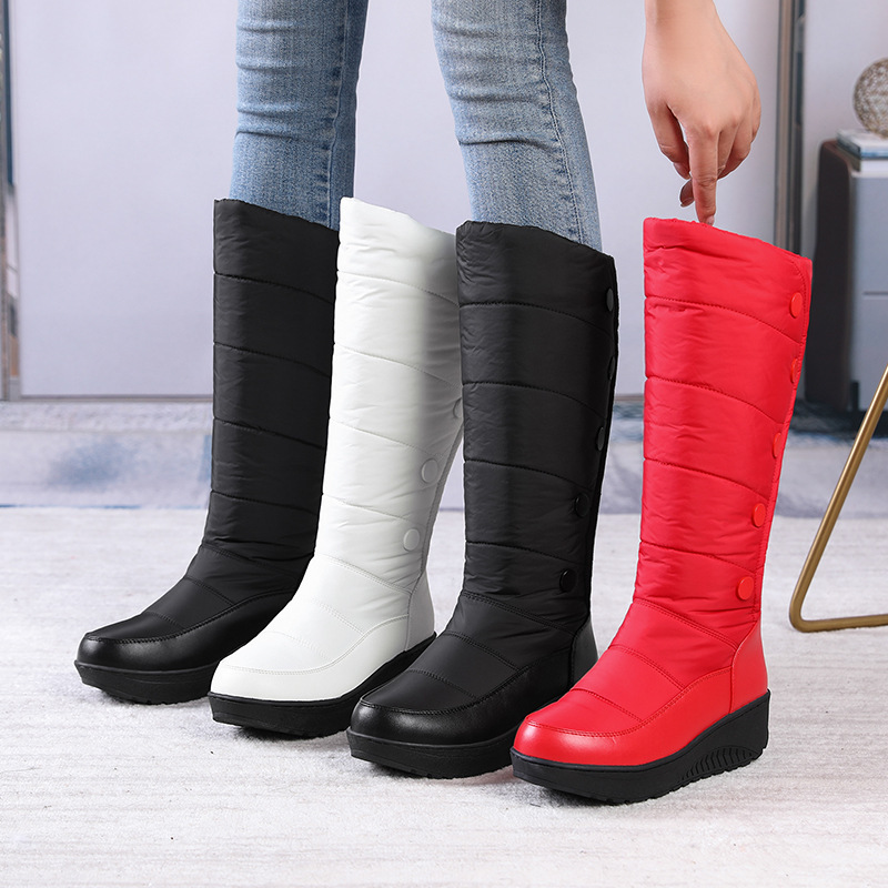 Warm gefütterte, wasserdichte kniehohe Schneestiefel für Damen