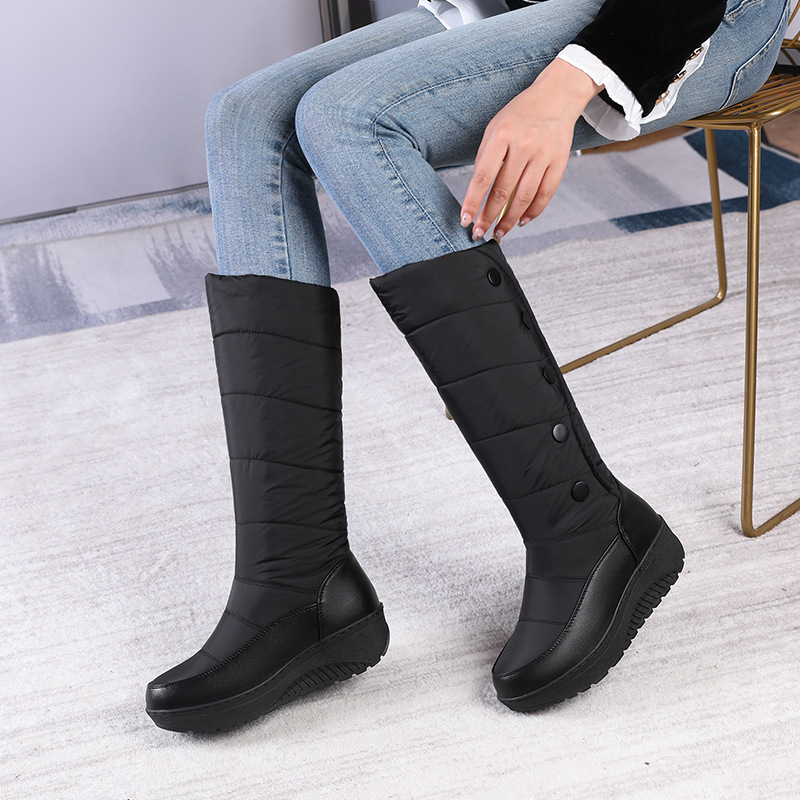 Warm gefütterte, wasserdichte kniehohe Schneestiefel für Damen