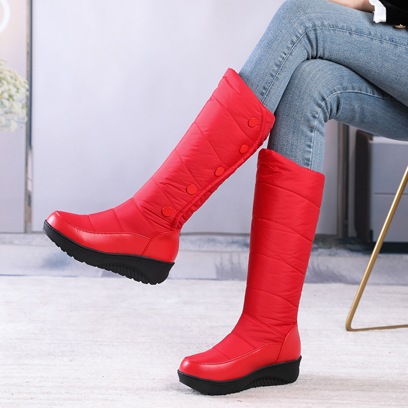 Warm gefütterte, wasserdichte kniehohe Schneestiefel für Damen