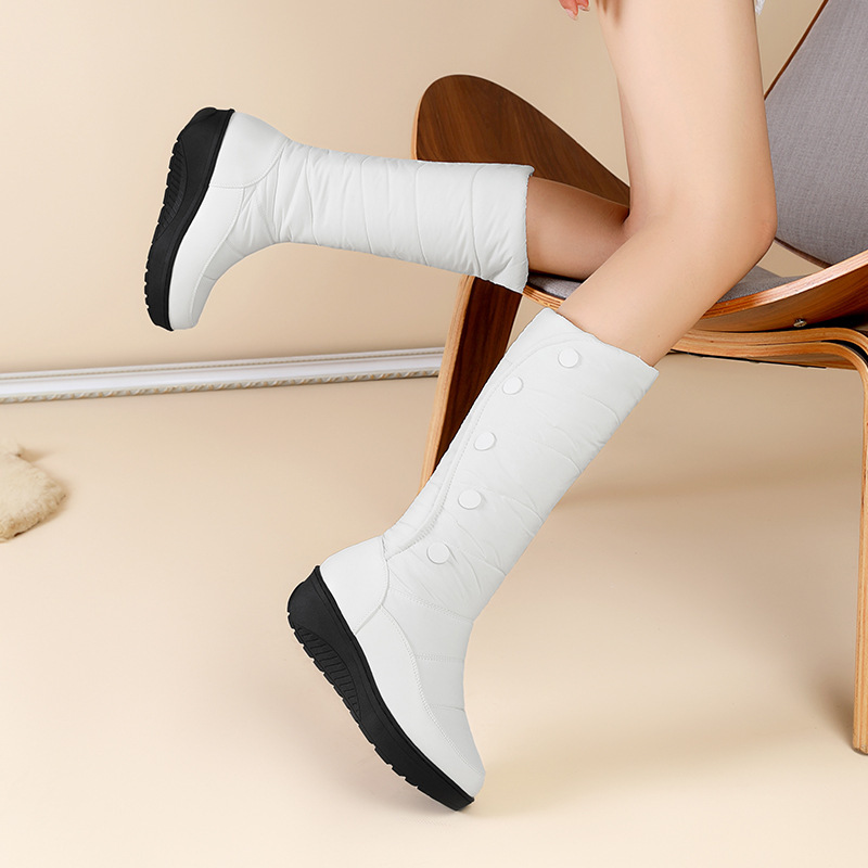 Warm gefütterte, wasserdichte kniehohe Schneestiefel für Damen
