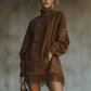 👗✨ Jetzt im Trend –Casual Turtleneck Pocket Dress with Tassel Hem