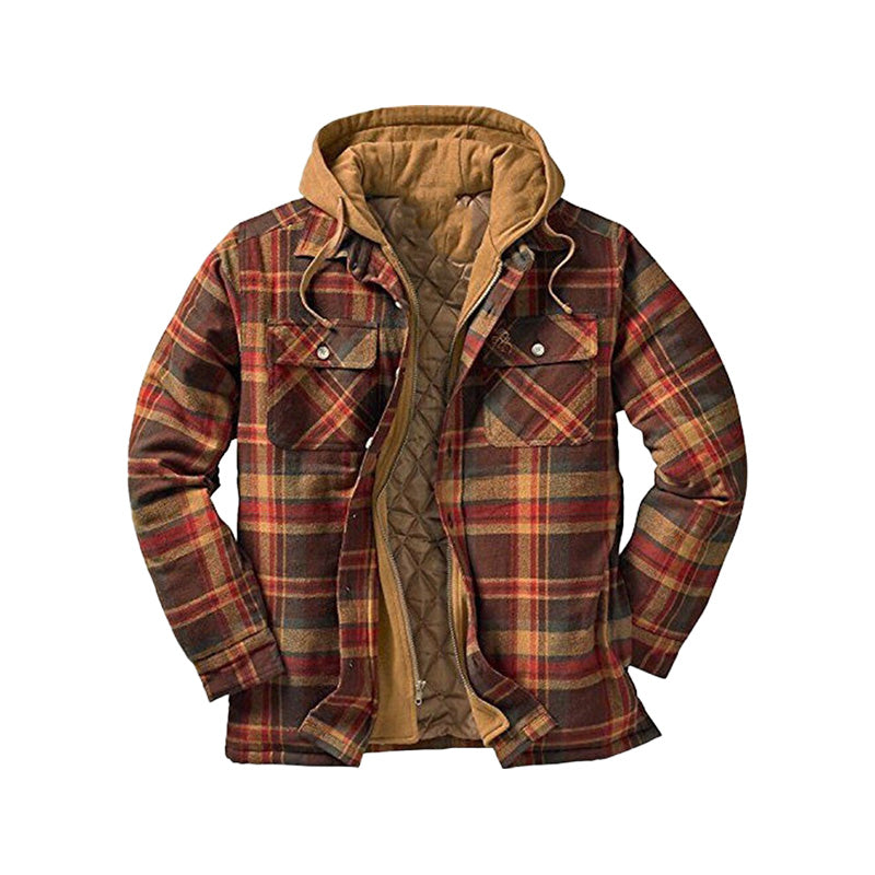 📢📢50%Rabatt!!!🎉✨Gesteppte, gefütterte Karojacke mit Kapuze für Herren