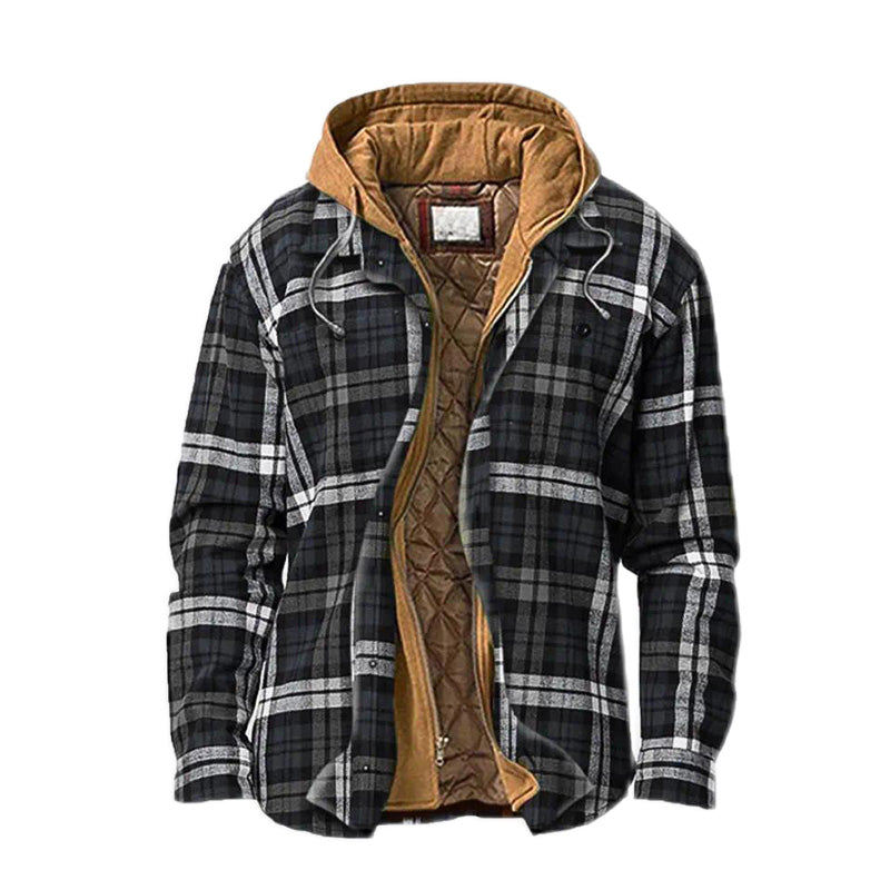📢📢50%Rabatt!!!🎉✨Gesteppte, gefütterte Karojacke mit Kapuze für Herren