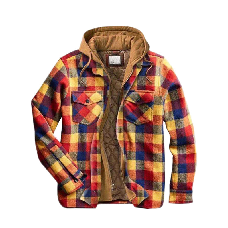 📢📢50%Rabatt!!!🎉✨Gesteppte, gefütterte Karojacke mit Kapuze für Herren