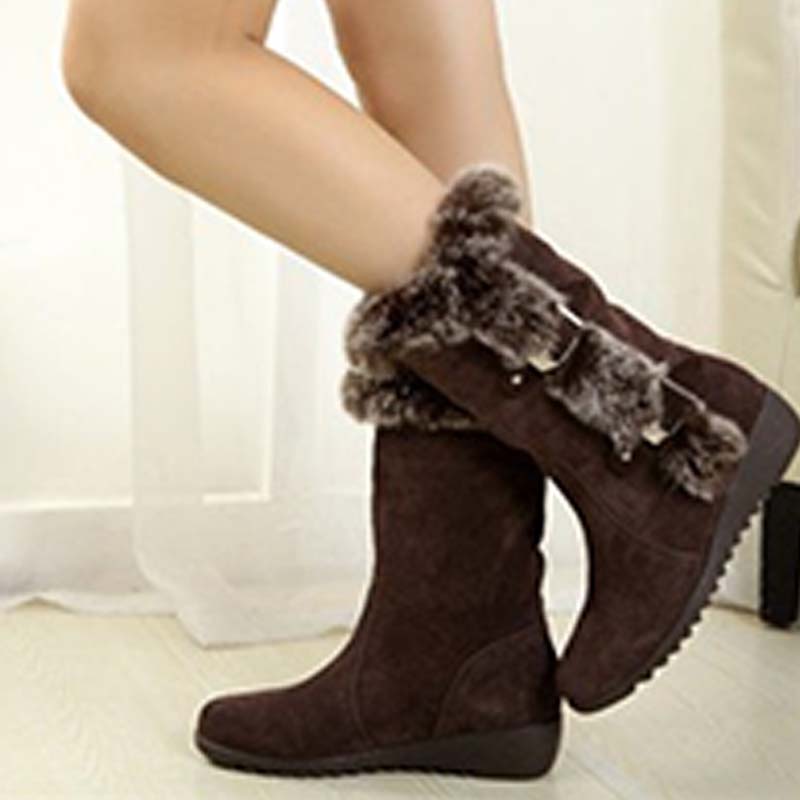 Damen-Schneestiefel bis zur Wade mit Plüschbesatz