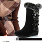 Damen-Schneestiefel bis zur Wade mit Plüschbesatz